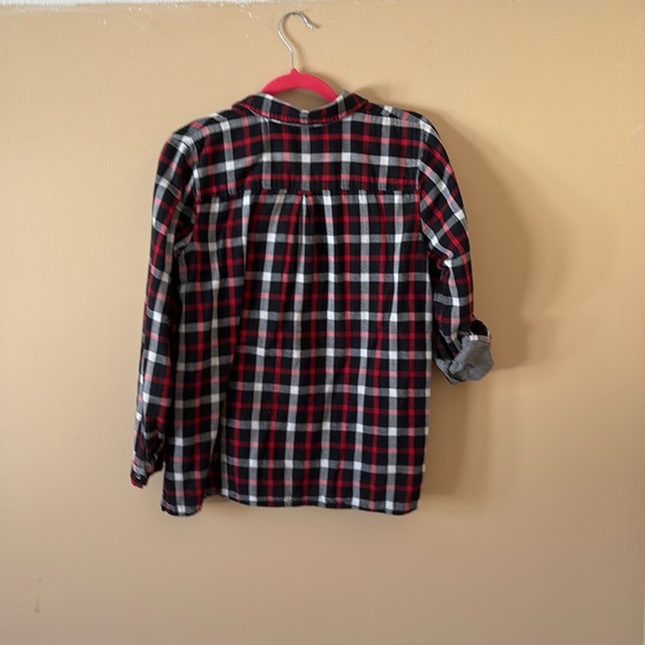 J.Jill Black/Red/White Flanner Plaid Shirt with Roll-up Tab Sleeves, Medium Pet - Picture 4 of 4